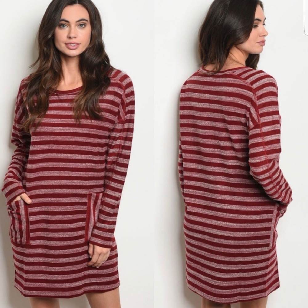 Red striped sweater dress